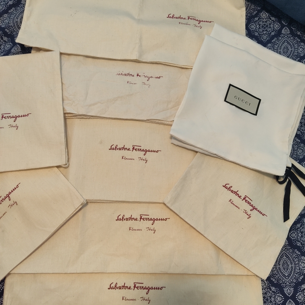 Ten Ferragamo and Gucci cloth bags